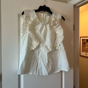 Sea New York White Ruffle Sleeveless Blouse